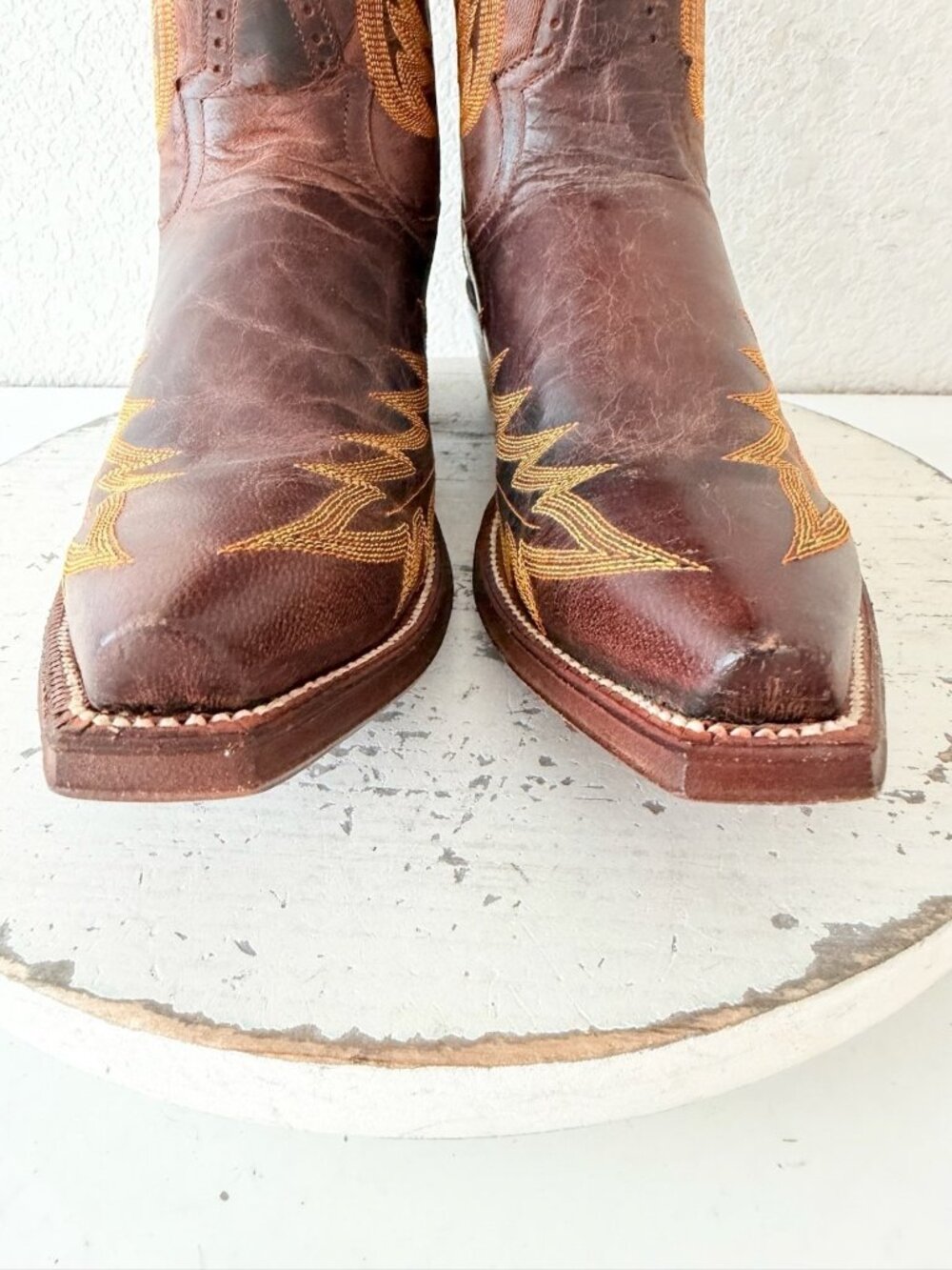 Rod Patrick Womens Brown Tall Cowboy Boots Gold Embroidery Snip Toe Leather 9AA - Picture 7 of 11